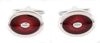 Burgundy Starburst Oval Cufflinks