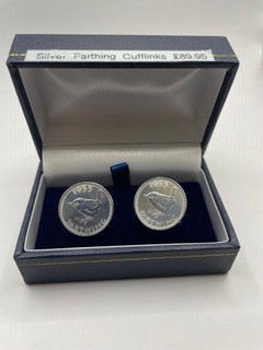 Sterling Silver Farthing Cufflinks Dated 1955