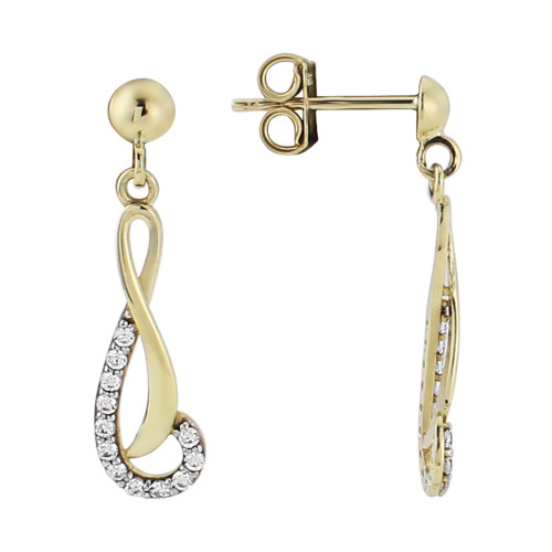 9ct Yellow gold CZ Drop Earrings