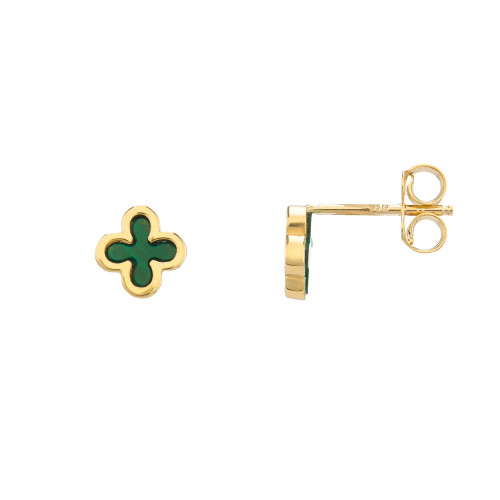 9ct Malachite Clover Leaf Studs
