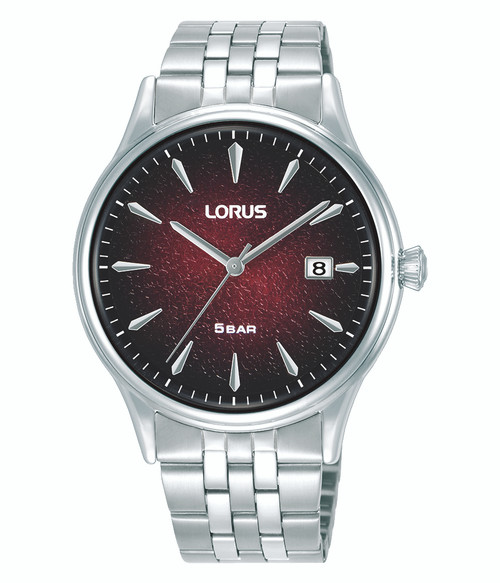 Lorus Gents Stainless Steel Red Dial Bracelet Watch RS907EX9 RRP £89.99 Use code Y8VS1483B for 20% discount