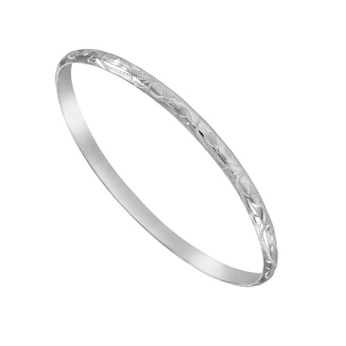 Ladies Sterling Silver 5mm Width Engraved Bangle