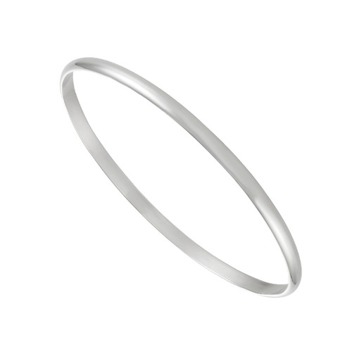 Sterling Silver 4mm x 65mm Plain 'D' Shaped Bangle