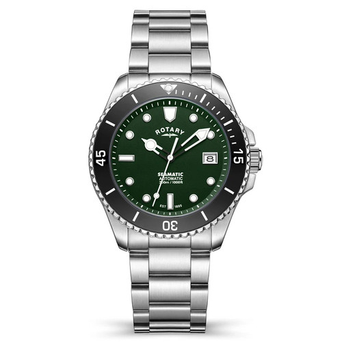 Rotary Gents Seamatic Green Dial Bracelet Watch RGB05430/78 RRP £299.00  Use code GKNO270OR8ER for 20% Discount