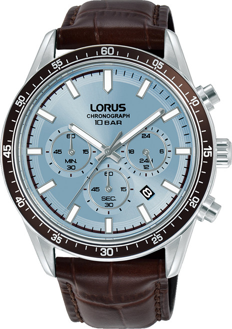 Lorus Gents Sky Blue Chronograph Strap Watch RT351LX9 RRP £99.99 Use code Y8VS1483B for 20% discount