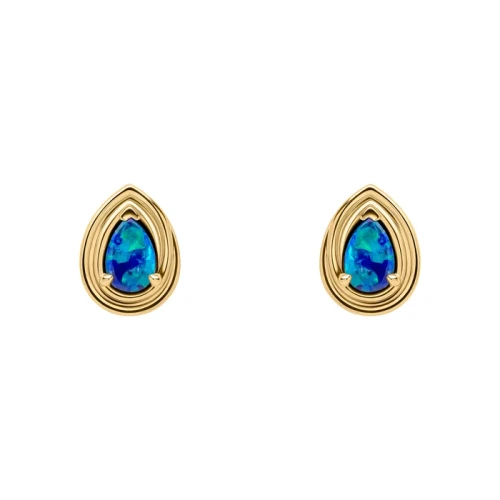 9ct Opal Doublet Teardrop Stud Earrings