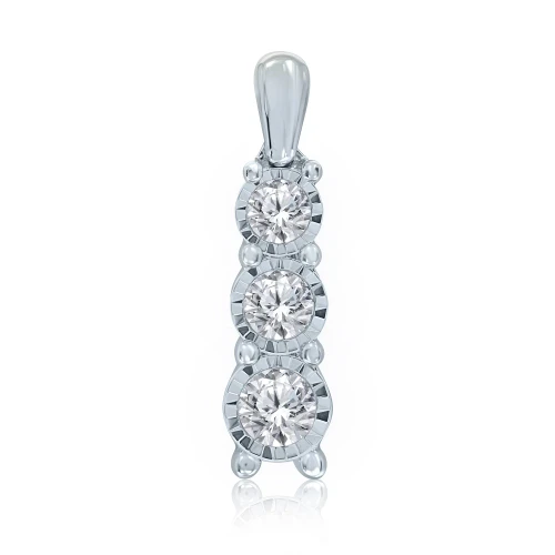 9ct White Gold Diamond Drop Pendant