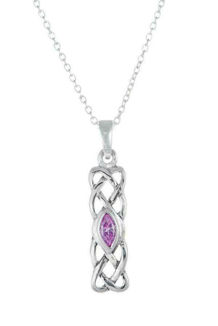 Silver October Celtic Birthstone Pendant