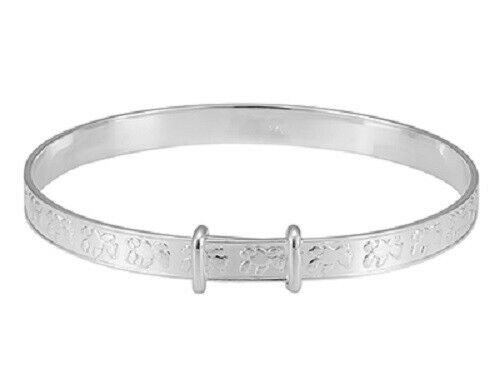 Sterling Silver Expanding Childs Teddy Christening Bangle