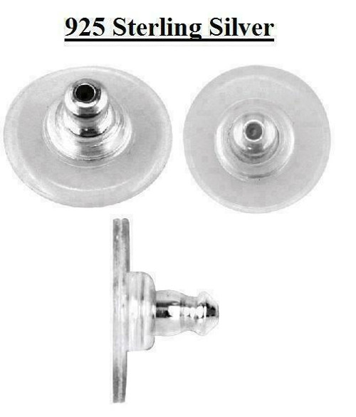 Pair Sterling 925 Silver Earring Backs With Plastic Rim
