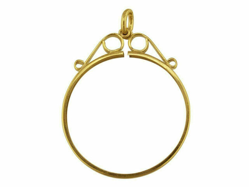 9ct Gold  Full Sovereign 1/4 Krug Scroll Top  Pendant  Mount 9ct Gold  Full Sovereign 1/4 Krug Scroll Top  Pendant  Mount