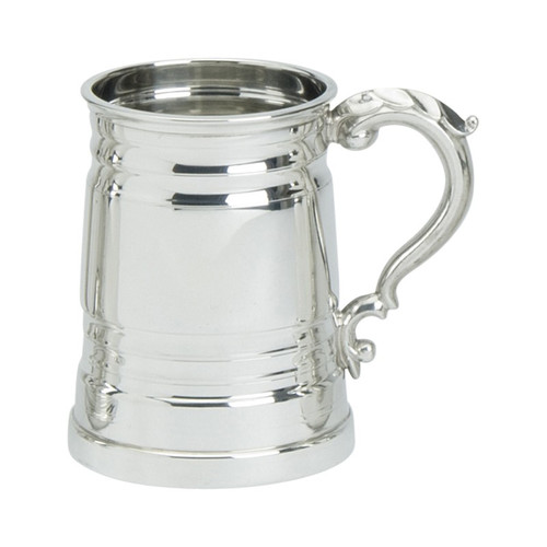 Pewter 1pt Worcester Glass Bottom Tankard