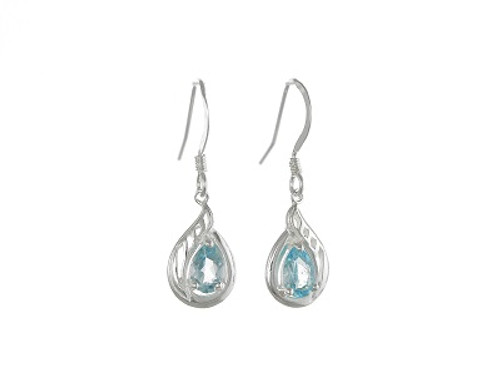 Sterling Silver & Topaz Drop Earrings