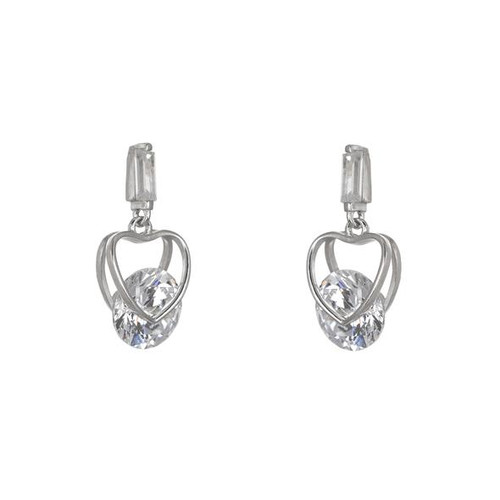 Espree Sterling Silver Sparkly Heart Silhouette Dropper Earrings