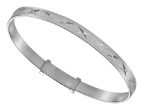 Silver Childs Diamond Cut Expanding Christening Bangle