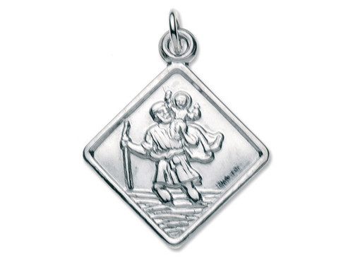 Sterling Silver Small Square St. Christopher on a Trace Chain