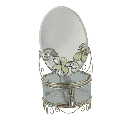 Sophia Cream Butterfly Glass & Wire Series Mirror Jewel Box