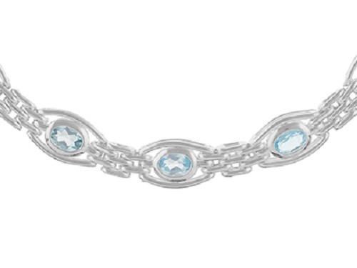 Sterling Silver Topaz Gate Bracelet