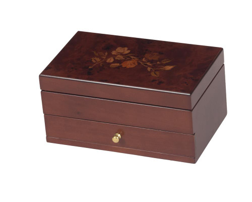 Mele Claudia Walnut Rose Jewellery Box