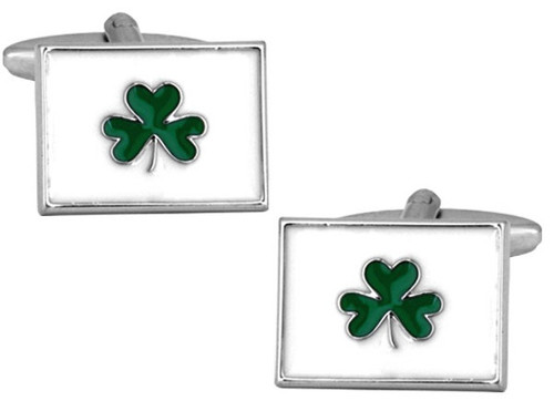 Irish Shamrock Rhodium Plated Cufflinks