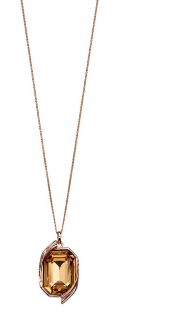 Ribbon Detail Pendant In Rose Gold And Light Colorado Topaz Crystal