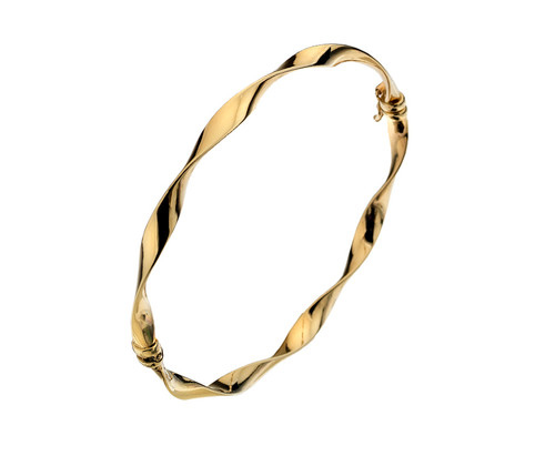 9ct Gold Twisted Hinged Bangle