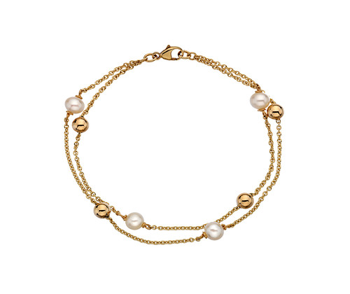 9ct Yellow Gold & Freshwater Pearl Twisted Bracelet