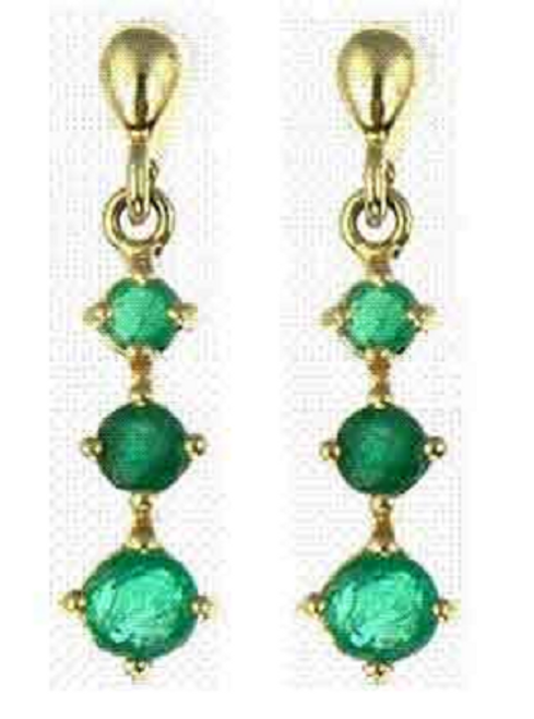 9ct Yellow Gold Emerald Drop Earrings