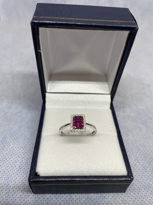 18ct Ruby & Diamond Princess Cut Ring