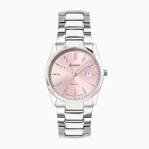 Accurist Everyday Pink Dial Stainless Steel Bracelet Watch 74003 RRP £129.00 Now £99.95