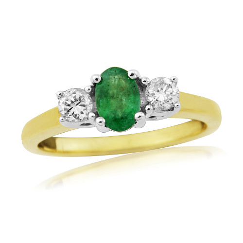 9ct Emerald & Diamond Ring