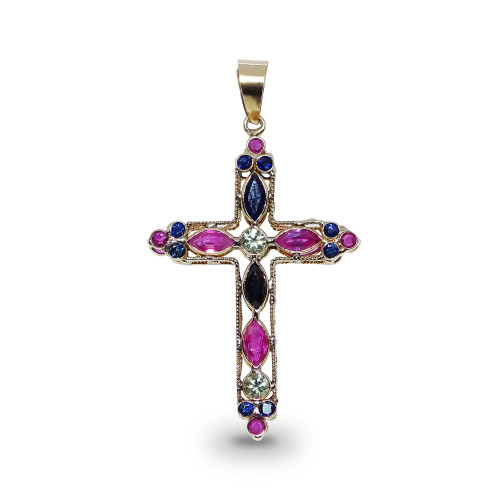 9ct Handmade Ruby & Sapphire Cross