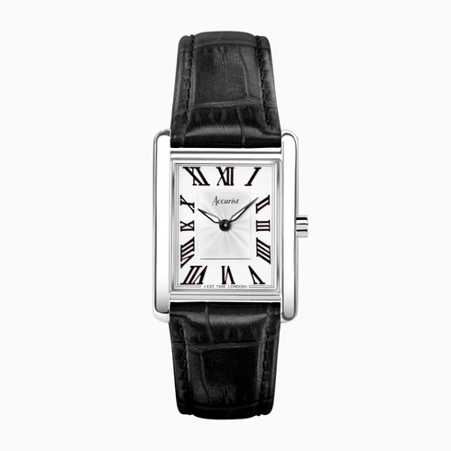 Accurist Ladies Black Stainless Steel Rectangular Strap Watch 71001 RRP £169.00 Now £134.95