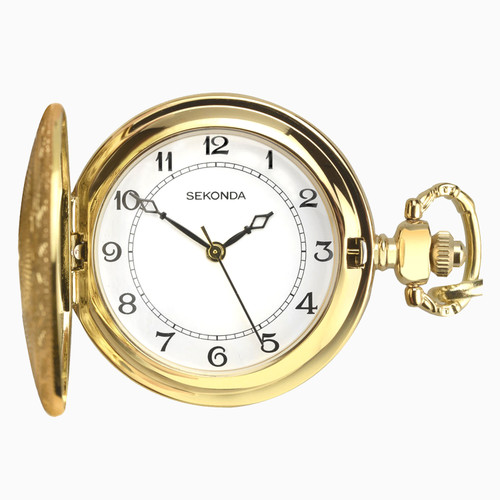 Sekonda Gold Plated Pocket Watch & Chain 3799 RRP £59.99 Our Price £47.95