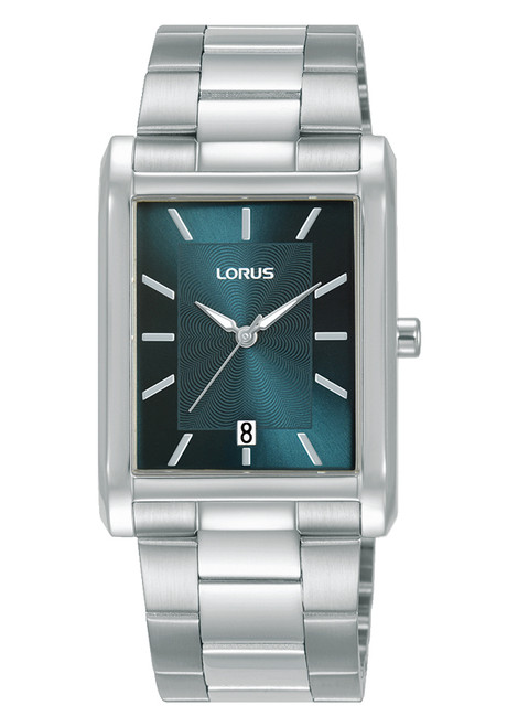 Lorus Gents Blue Dial Rectangular Bracelet Watch RH935RX9 RRP £64.99