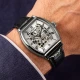 Rotary Gents 1895 Tonneau Automatic Skeleton Strap Watch RGS10109/06 RRP £239.00  Use code GKNO270OR8ER for 20% Discount