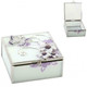 Sophia Glass Square Trinket Box Purple Butterfly/Flowers/Crystals