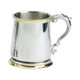 Pewter 1pt Heavy Brass Band Glass Bottom George III Tankard