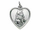 Sterling Silver Heart Shape St Christopher & Chain In Presentation Box