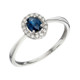 9ct White Gold Oval Sapphire & Diamond Cluster Ring