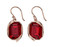 Ribbon Detail Drop Earrings In Rose Gold Plated Red Siam Crystal