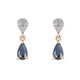 9ct Yellow Gold Sapphire & Pav'e Set Diamond Drop Earrings