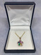 9ct Gold Multi Gem Flower Pendant