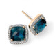 Checkerboard London Blue Topaz Earrings with Diamond in 9ct Gold