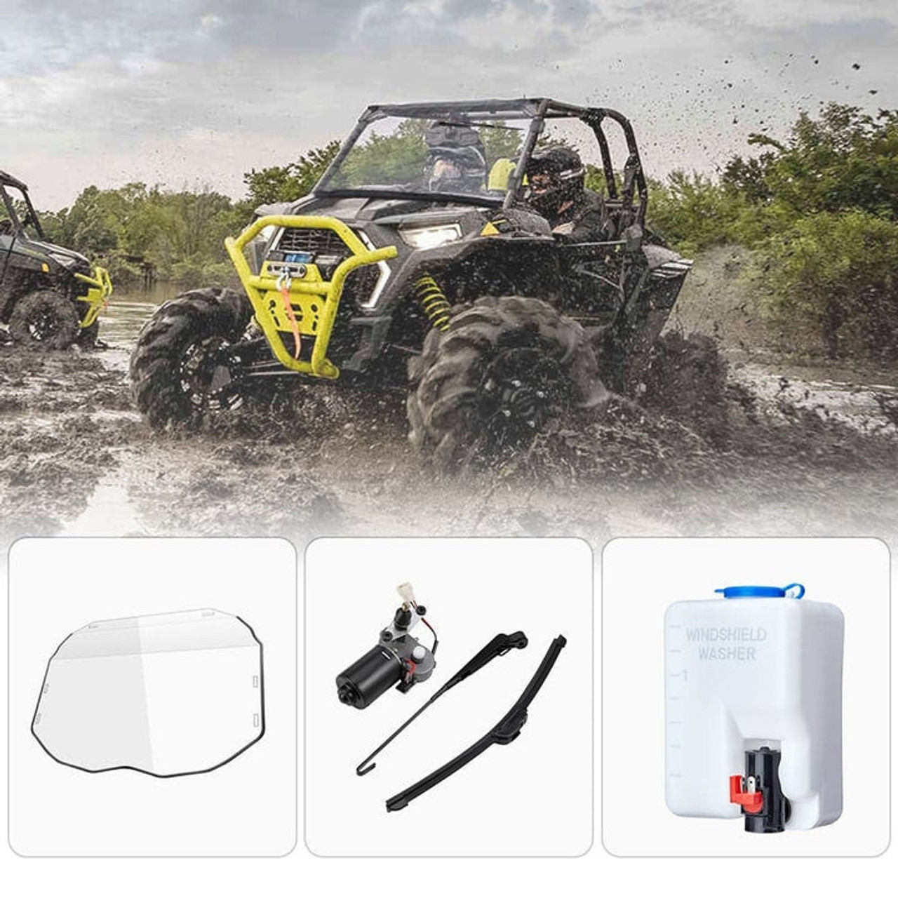 Enhance Off-Road Visibility with Kemimoto Hand Operated Windshield Wiper  Kit for Polaris Ranger