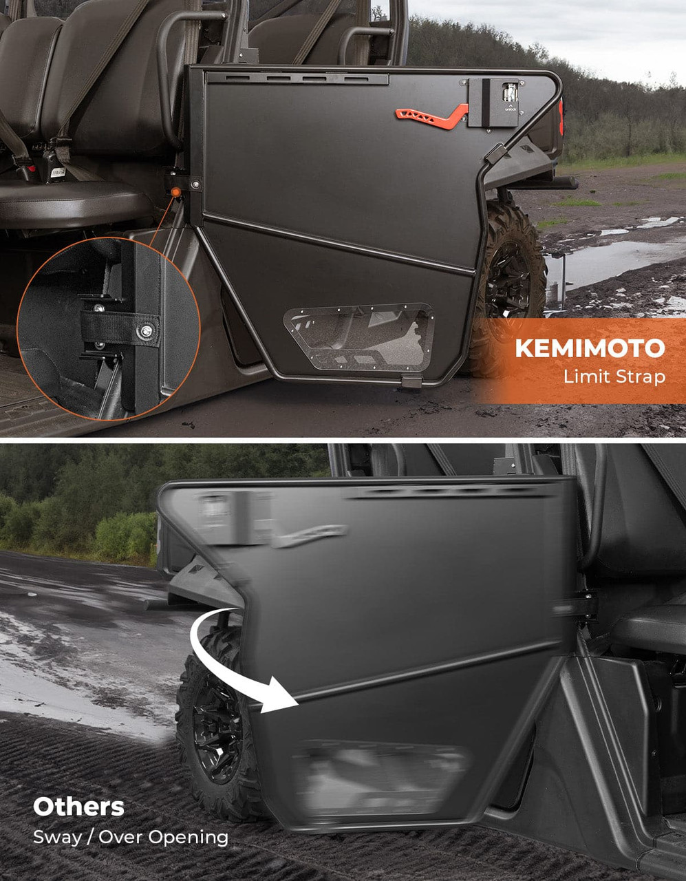 Can-Am Defender Max Aluminum Half Doors by Kemimoto B0102-03905-BK