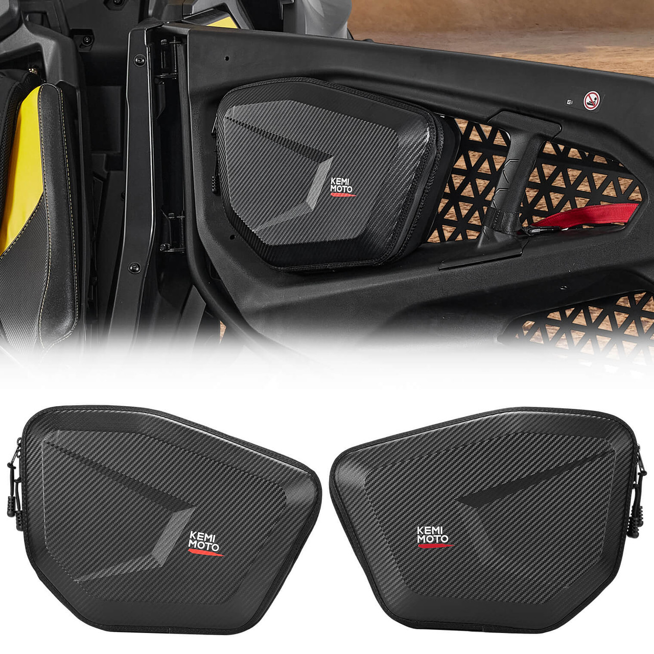Can-Am Maverick R Upper Door Bags by Kemimoto B0113-17535-BK