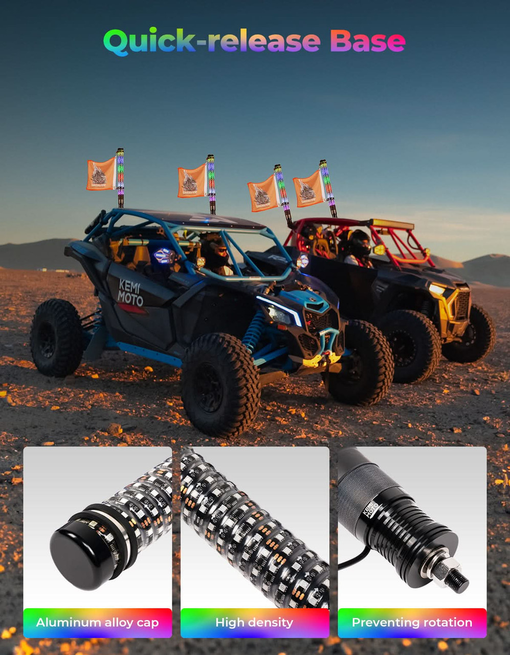 Can-Am Commander/Maverick/Defender 2PC 2' Whip Lights with Turn