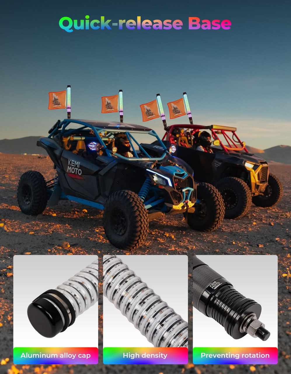 Can-Am Commander/Maverick/Defender 2PCS 2' Fat Whip Lights with