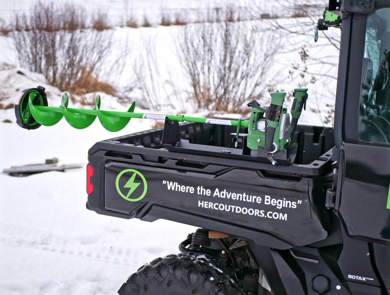 can am defender ice fishing accessories Can-Am Commander/Defender/Maverick X3/R Ice Vise Auger Bracket and Carrier  for Ice Fishing with ATV / UTV by Herc